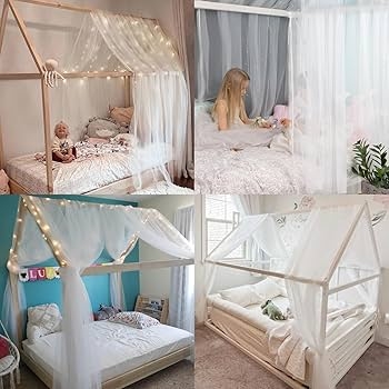 Amazon.com: King Canopy Bed Curtains - Queen & Full Bed 60 * 225in White  Tulle Canopy Bed Scarf, Sheer Bed Drapes for Twin Girls to Adult Beds :  Home & Kitchen