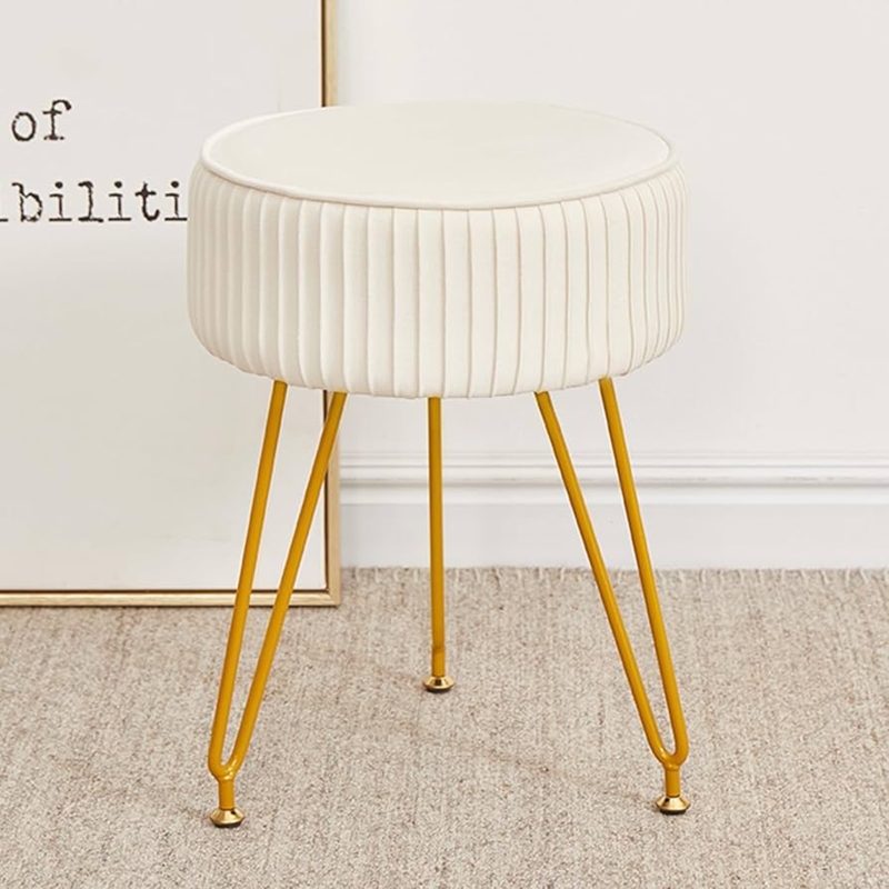 Amazon.com: Leesingdo Velvet Vanity Stool, Modern Ottoman Foot Rest Stool  with Adjustable Golden Legs, Makeup Chair for Vanity, Multifunctional Small Vanity  Chair for Bedroom, Beige : Home & Kitchen