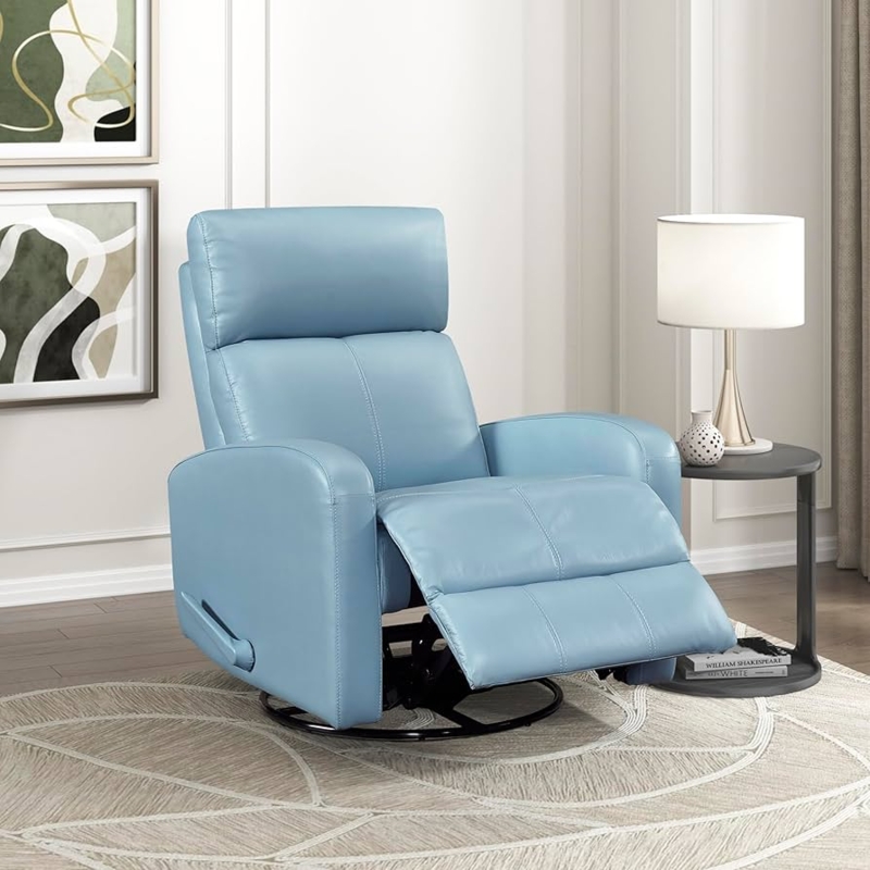 Amazon.com: Lexicon Swivel Glider Reclining Chair, Top Grain Leather Match  Manual Pull Handle Recliner, Comfy Nursery Glider Recliner, Swivel Reclining  Chair for Living Room/Office/Bedroom/Apartment, Blue : Home & Kitc