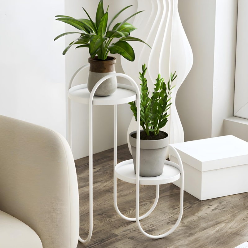 Amazon.com: LITFAD Simple Floor-Standing Plant Shelf Round Metal Multi-Tiered  Plant Stand with 2 Shelves, Sleek Design Plant Holder for Balcony Living  Room Office - White : Patio, Lawn & Garden