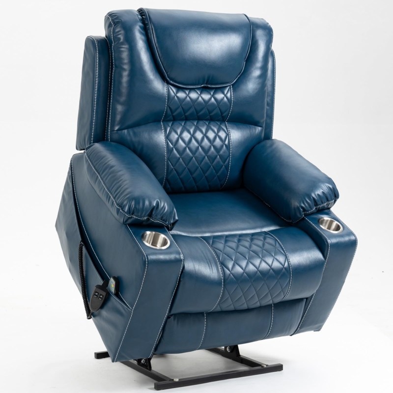 Amazon.com: LITVZ Heavy Duty Power Lift Chairs Recliners with Heater and  Massage for Elderly, Big and Tall Recliners 400lbs Suitable for People Up  to 6Ft (Blue Leather) : Home & Kitchen