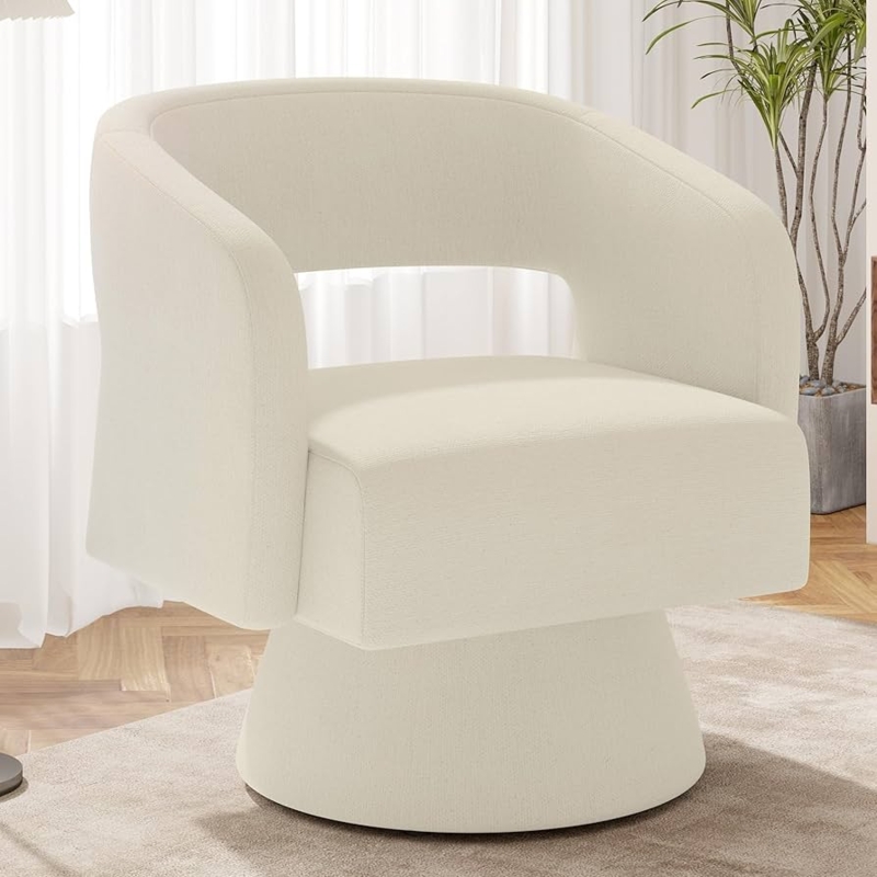 Amazon.com: Luxanimarion Swivel Barrel Accent Chair,Oversized Chenille  Upholstered Round Swivel Chair,Modern Luxury 360 Degree Living Room Vanity  Chair for Bedroom Office,White,1PCS : Home & Kitchen