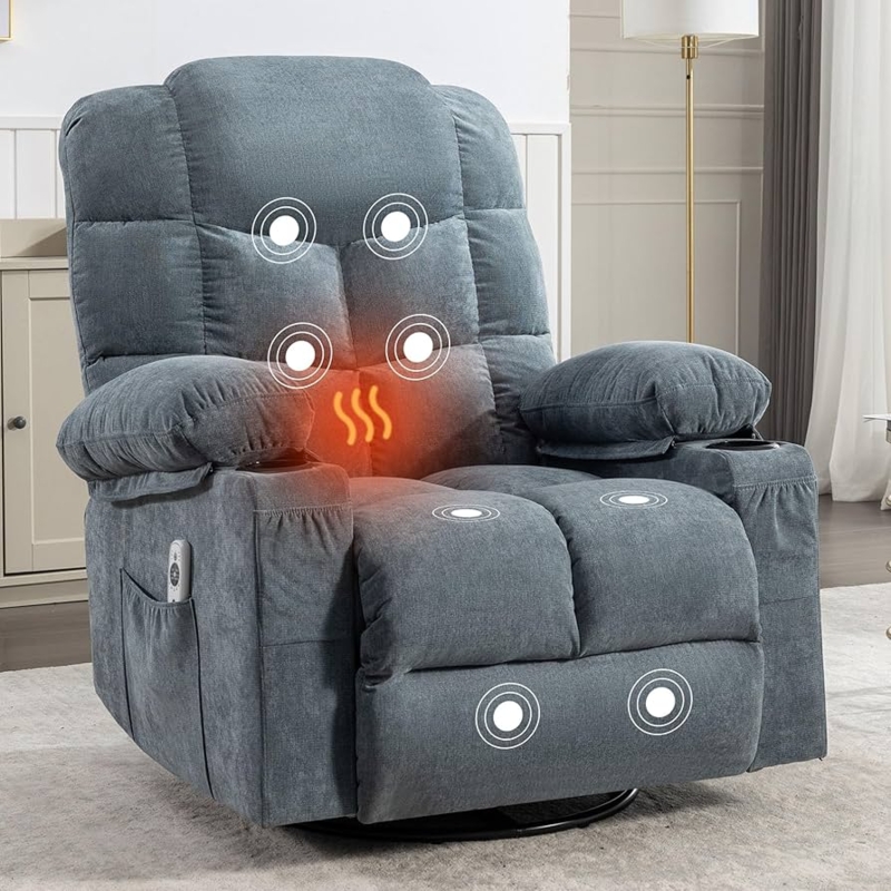Amazon.com: Massage Chair Recliner with Heat&USB,Comfotable Lazy Boy Recliner  Chair with Cup Holder&2 Side Pockets,Manual Recliner Chair for  Adults,Bread-Shaped,Heavy Duty,Fabric (Blue2) : Home & Kitchen