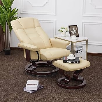 Amazon.com: MCombo Manual Swivel Recliner with Ottoman, Chair Ottoman Set  for RV Small Spaces, Living Room, Bedroom, Office 9019 4919 (Faux Leather,  Cream White) : Home & Kitchen