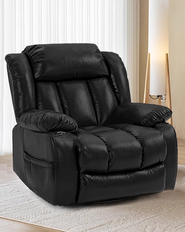 Amazon.com: Oversized Recliner Chair 500 lb Capacity Extra Wide Reclining  Glider Rocking Large Sofa Big Tall Man Living Room 360 Swivel for Adults  Theater Chairs Leather Rocker Recliners Cup Holders (Black) :