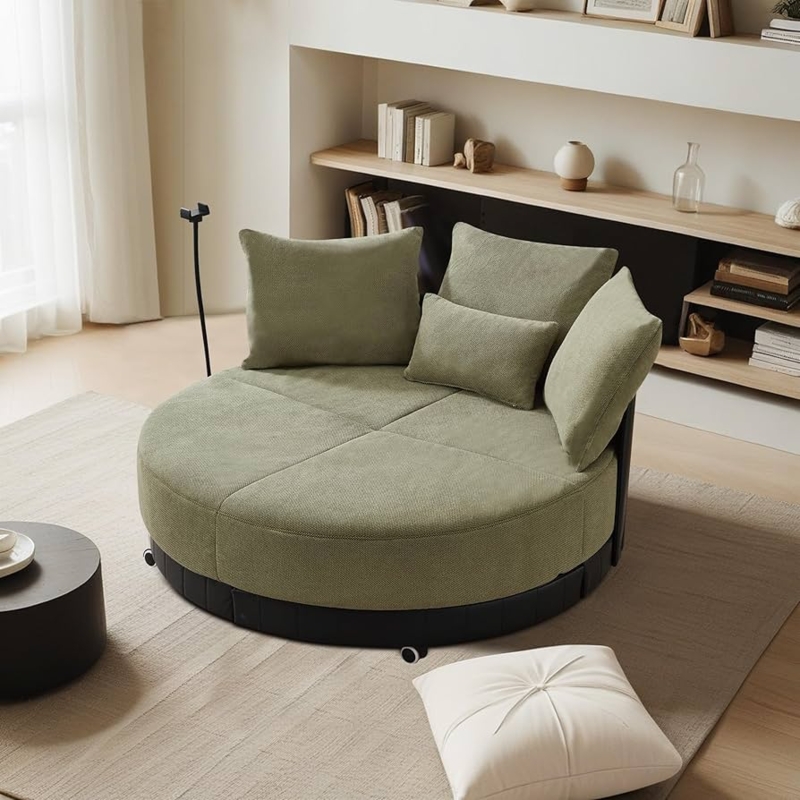 Amazon.com: Oversized Swivel Round Accent Barrel Chair, 52.75'' Comfy Deep  Seat Loveseat Sofa Lounge chair with 4 Pillows and Phone Holder, Extra Large  Leisure Reading Armchair for Living Room, Bedroom, Office :