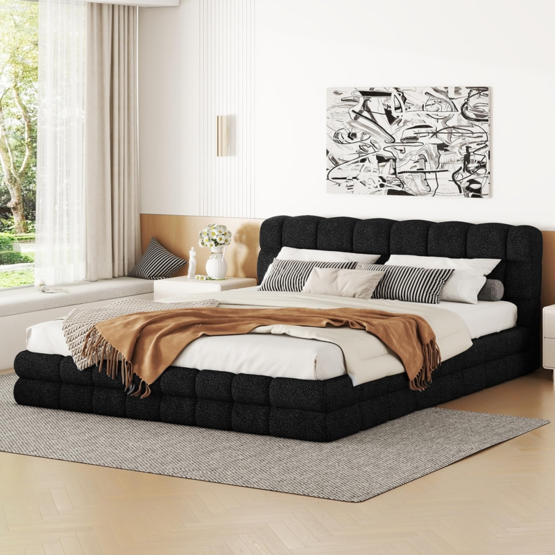 Amazon.com: Queen Size Bed Frame, Queen Size Upholstered Platform Bed with  Headboard, Easy Assembly, No Box Spring Needed (Black, Queen) : Home &  Kitchen