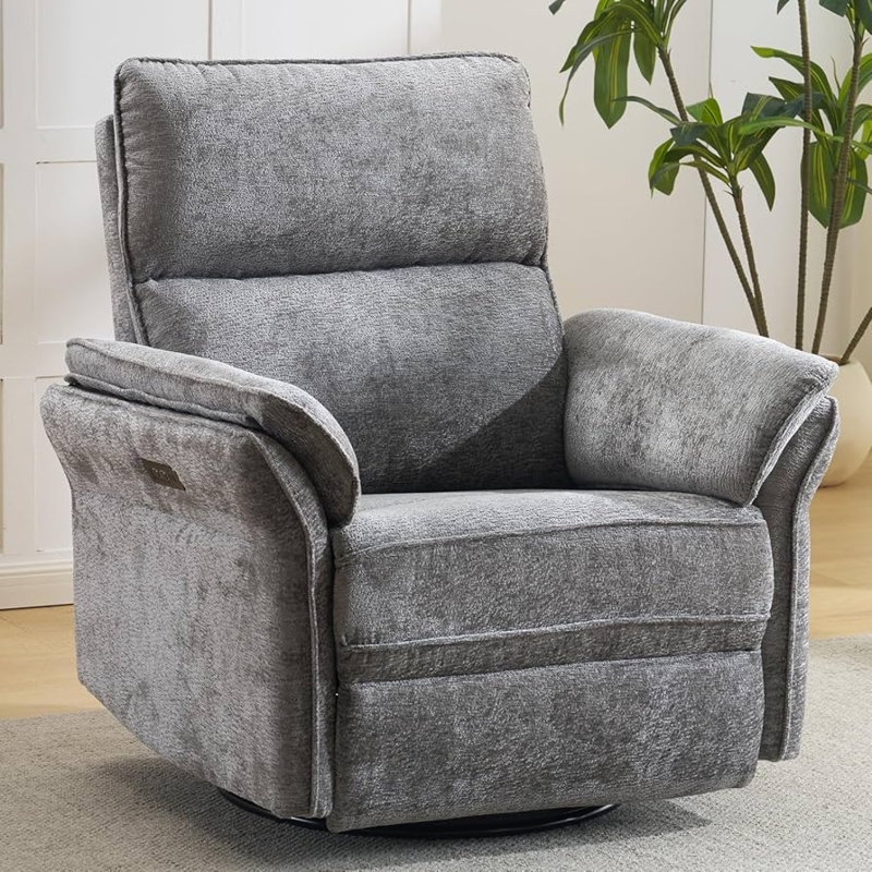 Amazon.com: Rhevoy Oversized Power Recliner Chair Swivel Glider with  Massage and Heat, Rocker Nursery Recliner for Adults with Adjustable  Headrest, 26" Extra Wide Nursery Chair with Overstuffed Armrest, Dark Grey  : Ho