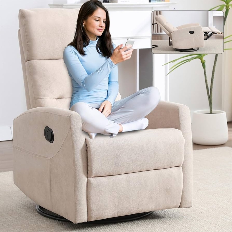 Amazon.com: Rocking Recliner Chair, 360 Swivel Rocker Recliner for Adults,  Glider Rocking Chair Nursery, Comfortable Lazy Chair Glider Rocker Recliners  for Lazy People, Pregnant Women (Beige) : Home & Kitchen