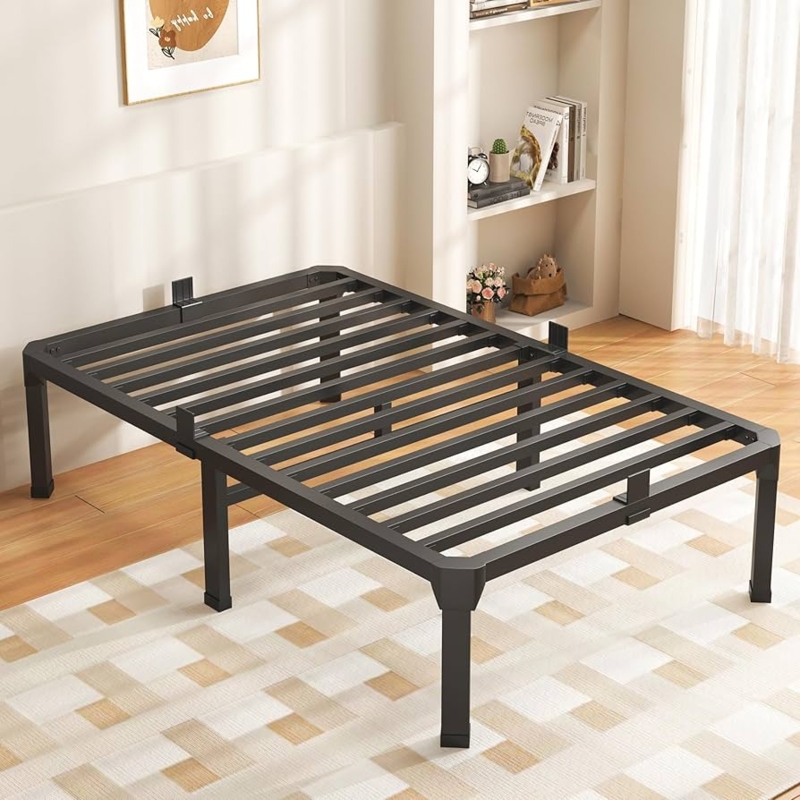 Amazon.com: ROIL 14 Inch Twin Size Bed Frame with Mattress Slide Stopper - Single  Black Basic Anti Squeak Steel Slats Metal Platform, Heavy Duty Noise Free  Easy Assembly Bedframes, No Box Spring