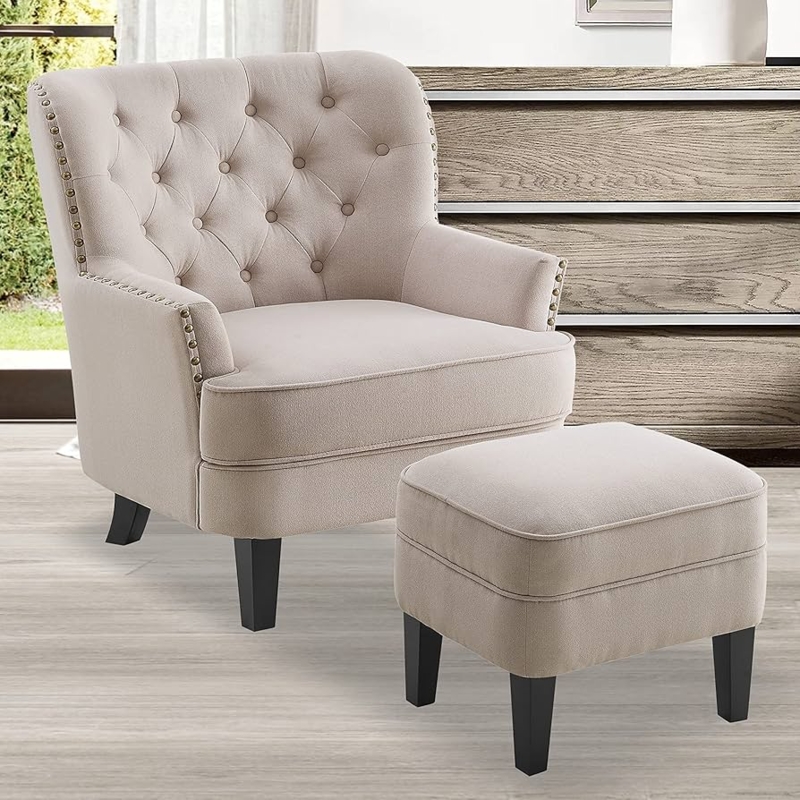 Amazon.com: Rosevera McCarthy Furniture ottoman Arm Living Room Comfy Small  Accent Chairs for Bedroom, Standard Size, Natural : Home & Kitchen