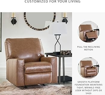 Amazon.com: Signature Design by Ashley Bolsena Contemporary Leather Match  Manual Rocker Recliner, Dark Brown : Home & Kitchen