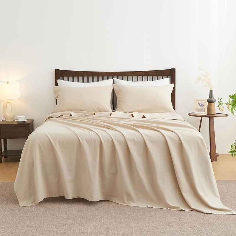 Amazon.com: Simple&Opulence Belgian Linen Sheet Set Solid Color -Sheet Set  4PC - Cal King Natural Flax Cotton Blend Soft Breathable Farmhouse Bedding  - California King, Linen/Beige : Home & Kitchen