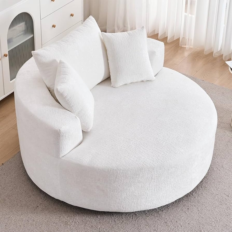 Amazon.com: Swivel Accent Barrel Chair Oversized Modern Akili Upholstered  Sofa Lounge Club Leisure Chair Round Chair for Hotel Living Room (Beige  Chenille) : Home & Kitchen