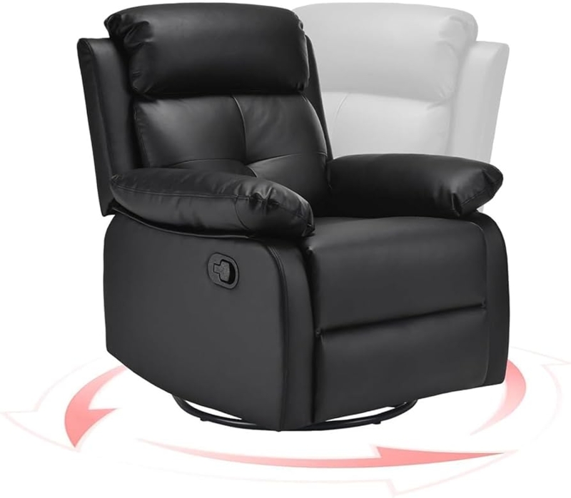 Amazon.com: Trygoal Swivel Rocker Recliner, 360 Swivel Small Recliners with  30 Degree, 90-150 Degree Angle, Faux Leather Lift Chair for Home Theater  Seating, Adults, Living Room, Bedroom, Black : Home & Kitchen