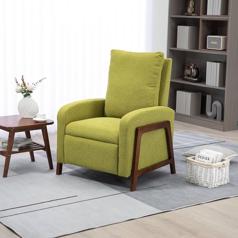 Amazon.com: Ufurpie Comfy Recliner Chair, Tufted Upholstered Living Room  Chair with Wood Legs, Adjustable Small Push Back Reading Armchair for  Living Room, Green : Home & Kitchen