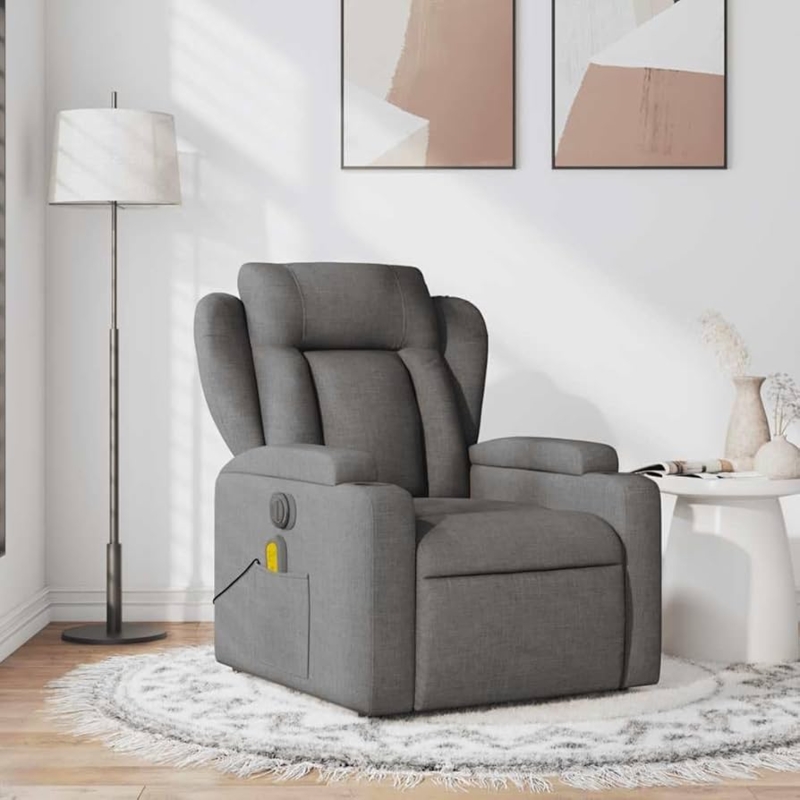 Amazon.com: ULUYYUC Dark Gray Fabric Massage Recliner Chair Manual Recline  6-Point Vibration Thick Padding Accent Living Room Furniture with Cup  Holders : Office Products