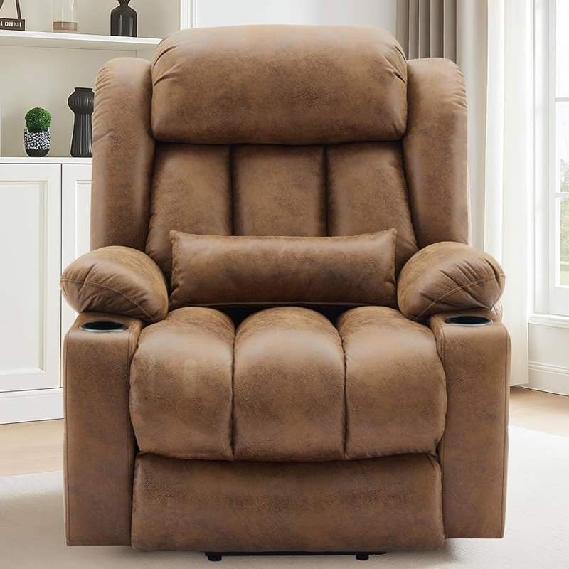 Amazon.com: VIVIJASON Tall Man Large Dual Motor Power Lift Recliner Chair  with Extended Footrest, Oversized Lay Flat Sleeper Electric Recliner W/Heat  & Massage, Lumbar Pillow, USB & Type-C Ports, Brown : Home