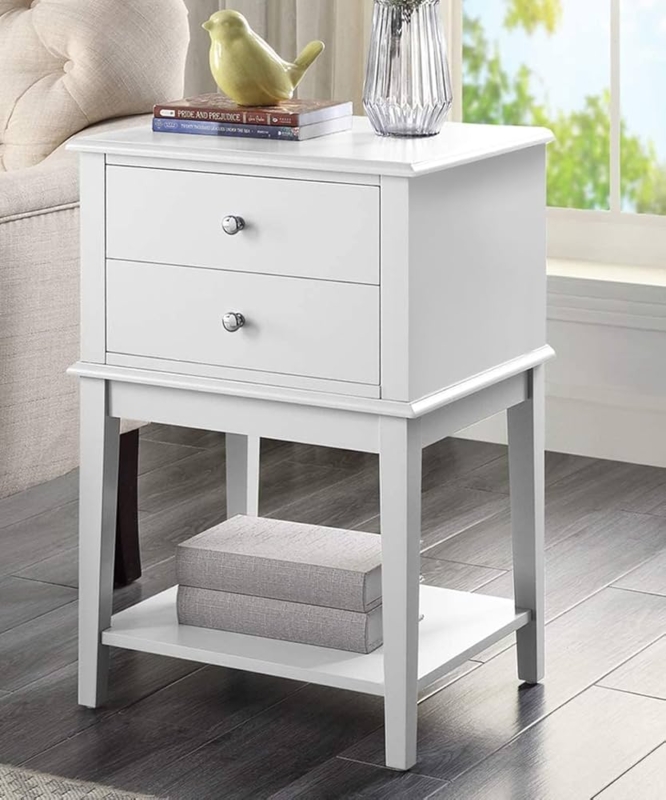 Amazon.com: WOODEEM White Nightstand with 2 Drawers Tall 28", Modern Large  End Table Living Room, Wooden Bed Side Tables Bedroom Night Stand : Home &  Kitchen