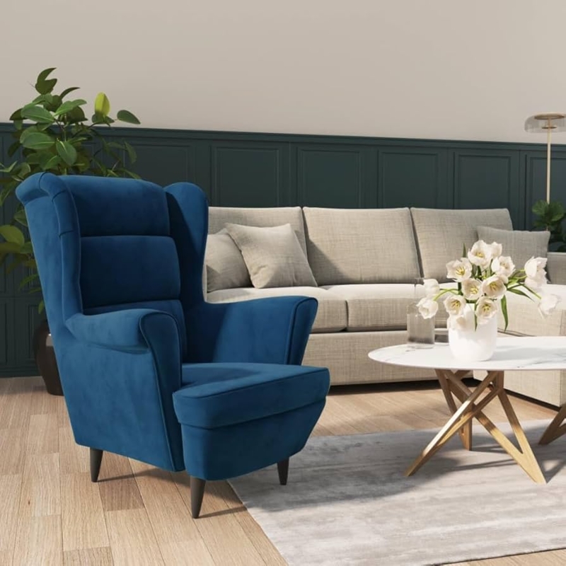 Amazon.com: YAFF Armchair Blue Velvet,Plywood Standard Armchair  Rectangular,Arm Chairs, Recliners & Sleeper Chairs-324058 : Home & Kitchen