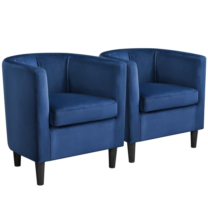 Amazon.com: Yaheetech Velvet Accent Chair, Modern and Comfortable Armchairs,  Upholstered Barrel Sofa Chair for Living Room Bedroom Waiting Room, Set of  2, Blue : Home & Kitchen