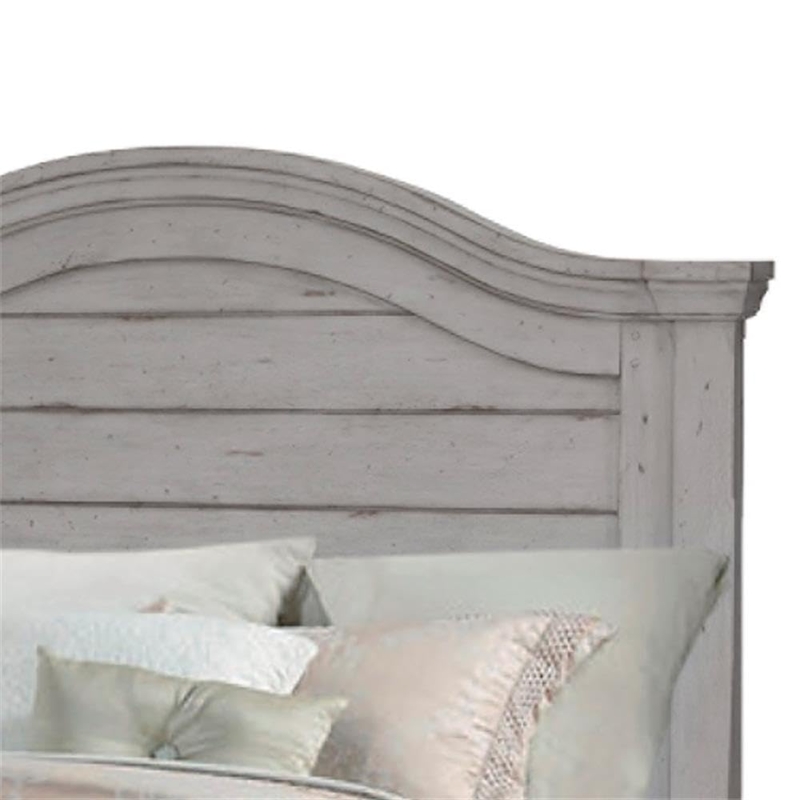 - American Woodcrafters Stonebrook Queen Antique Gray Wood Panel  Headboard