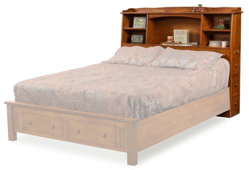 Amish-Style Bookcase Headboard with Three Open Storage Cubbies