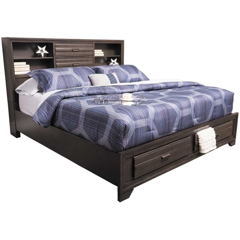 Antique Grey Storage Bed featuring Footboard Drawers
