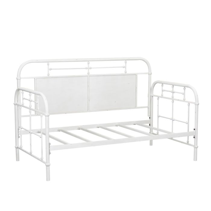 Antique White Spindle Daybed with Slatted Metal Base