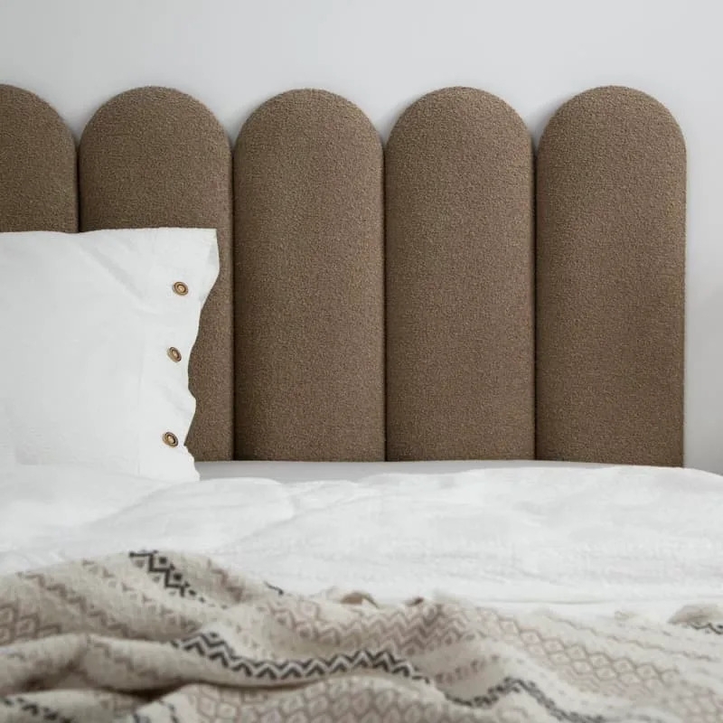 Arched Boucle Headboard with Modular Fabric Panels