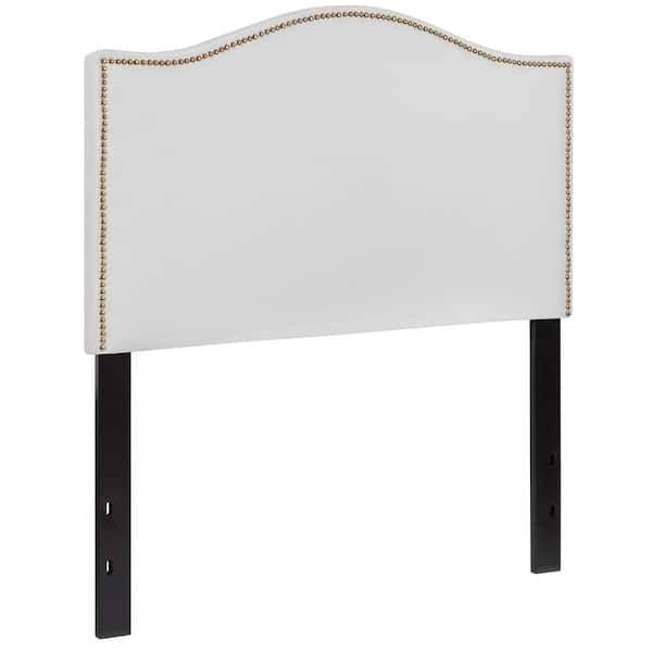Arched Headboard Upholstered Panel Gold Nailhead Trim
