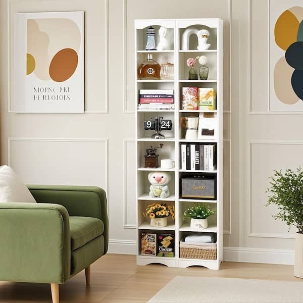 Arched Top Bookshelf Eight Tier Matte Finish Transitional Storage Rack