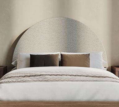 Arched Upholstered Headboard in Woven Fabric