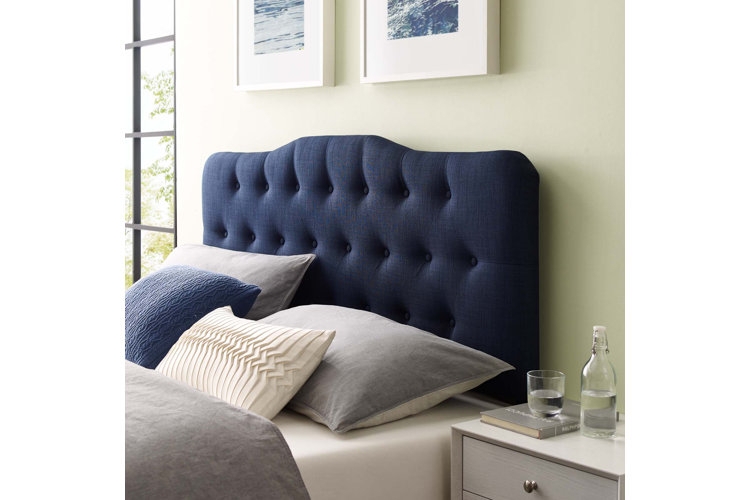 Arched Upholstered Headboard With Diamond Button Tufting