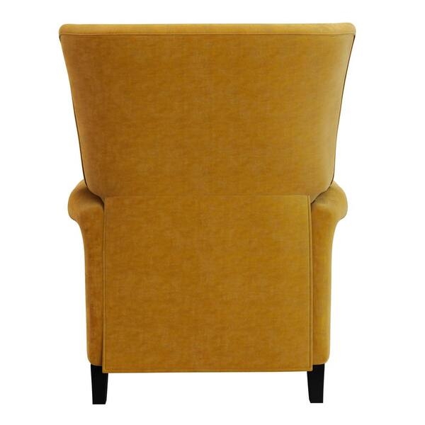 Armchair Mustard Velvet Wingback Silhouette Tapered Legs