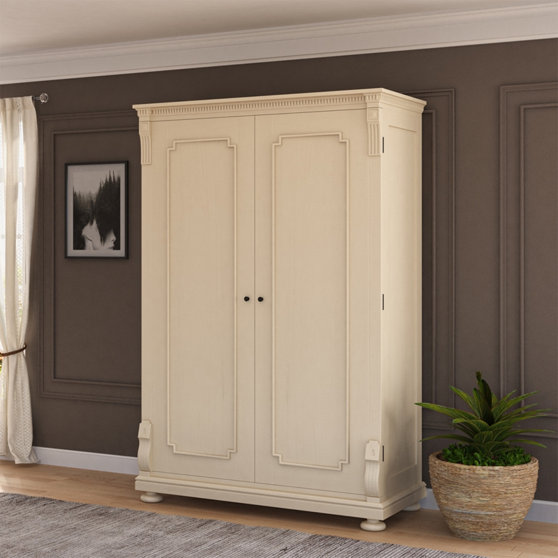 Armoire featuring Corbel Accents, Recessed Paneling and Bun Feet