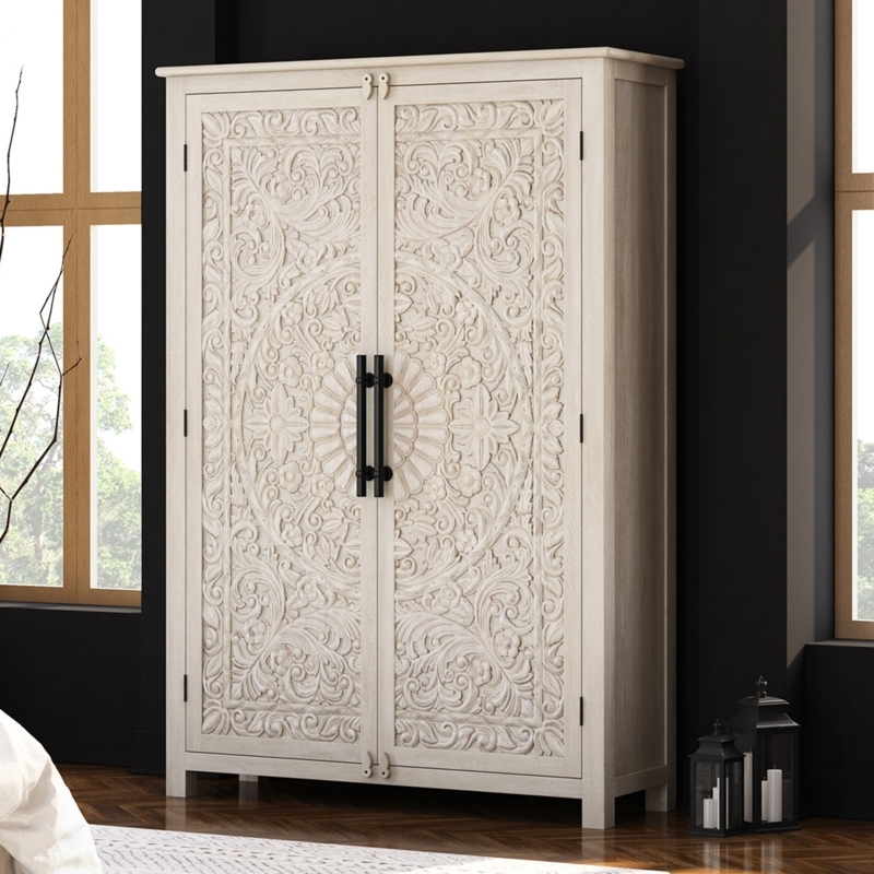 White Solid Wood Armoires & Wardrobes