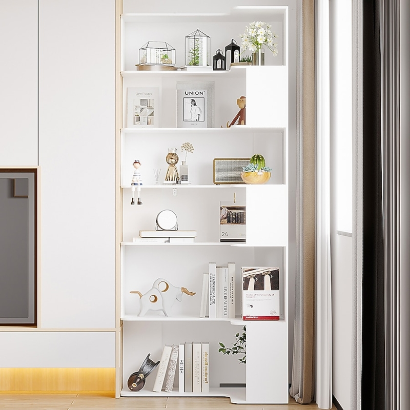 Asymmetrical Bookcase Staggered Shelf Display Unit
