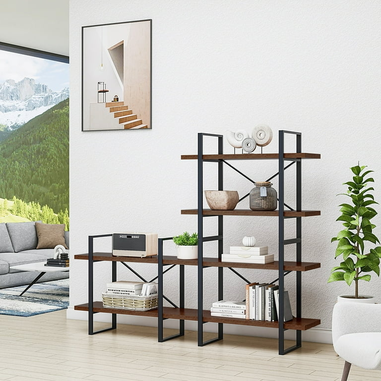 Asymmetrical Tiered Etagere Bookcase with Stepped Silhouette