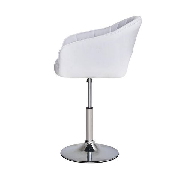 Bar Stool Adjustable Height Chrome Pedestal Base White Bucket Seat