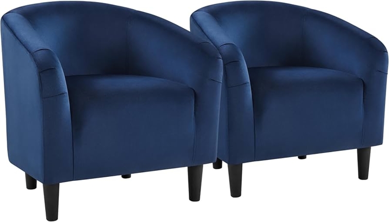 Barrel Accent Chair Set with Dark Tapered Legs for Living Room