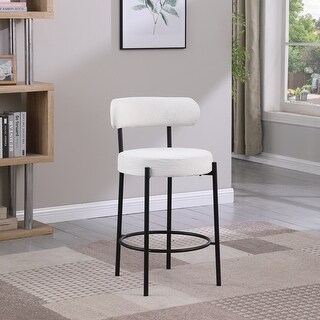 Barstool with Curved Open Back and Minimalist Black Metal Frame