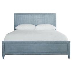 Bed Blue Woven Rattan Matching Footboard Blue Rattan Bed