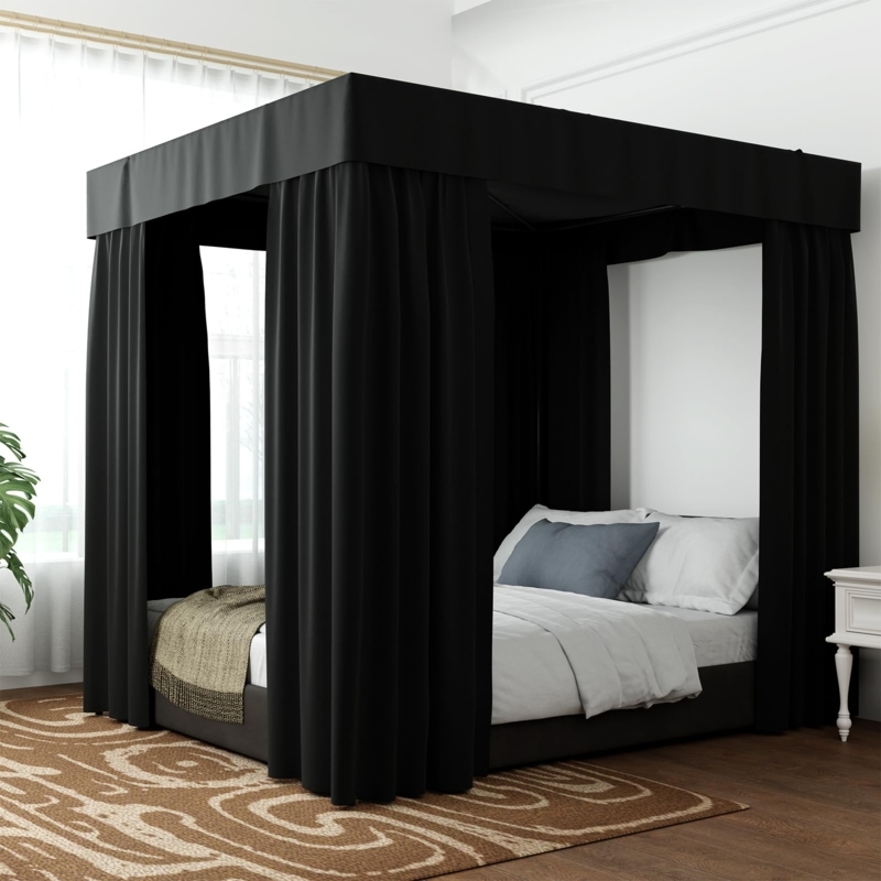 Bed Canopy Curtains Black Lightproof Box Valance Dramatic (66 characters)