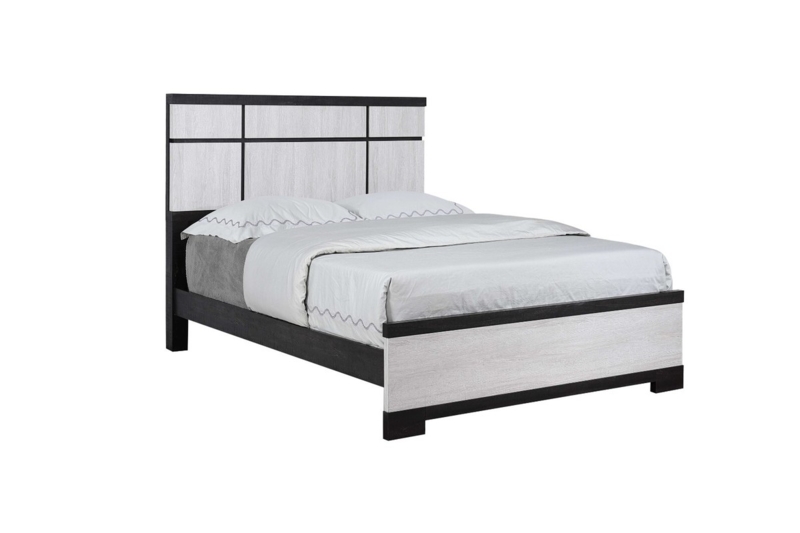 Bed Farmhouse Two-Tone Black frame with Whitewashed Inserts