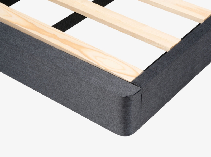Bed Foundation Charcoal Upholstery Rounded Corners Low Profile Base