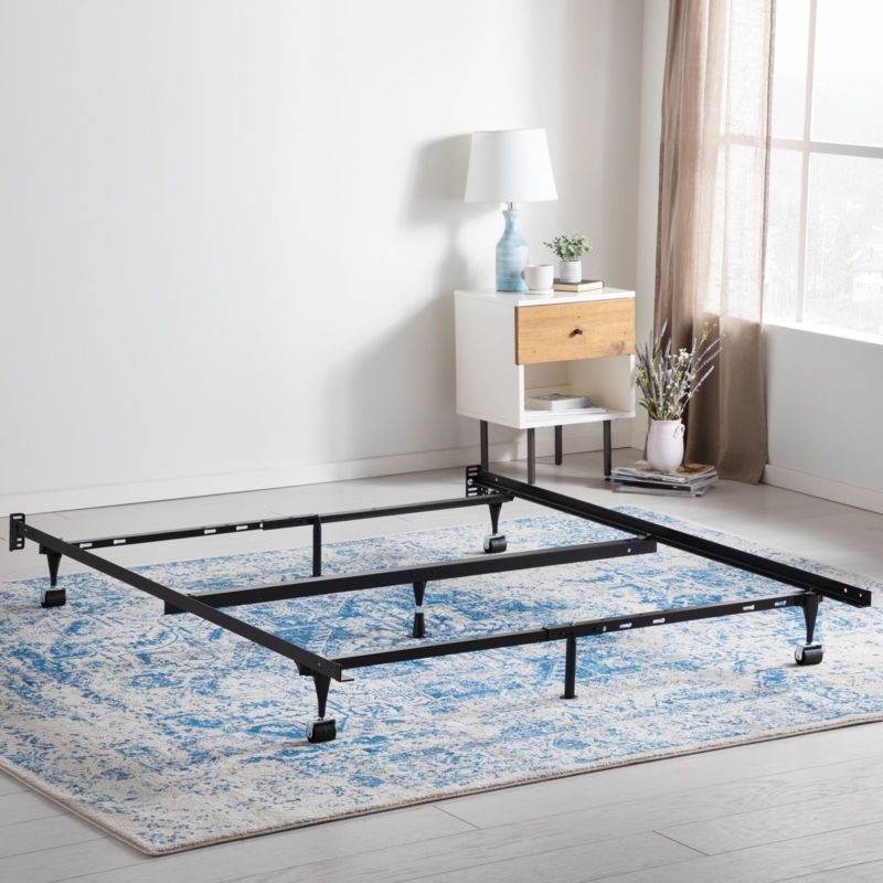 Bed Frame Adjustable Metal Width Locking Casters Industrial Style
