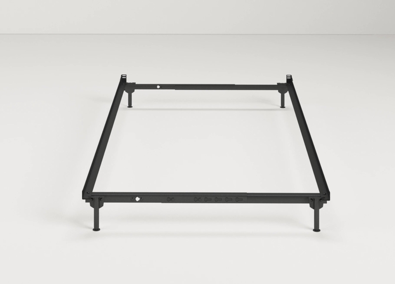 Bed Frame, Adjustable Width Matte Black Metal