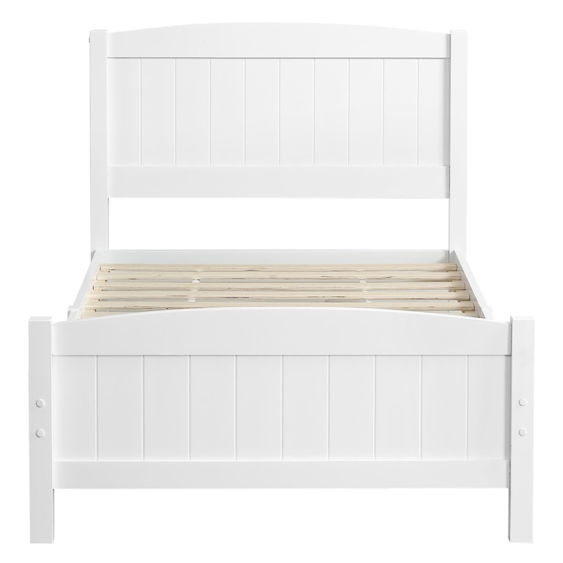 Bed Frame Beadboard Texture Arched Top Vertical Paneling Cottage Style