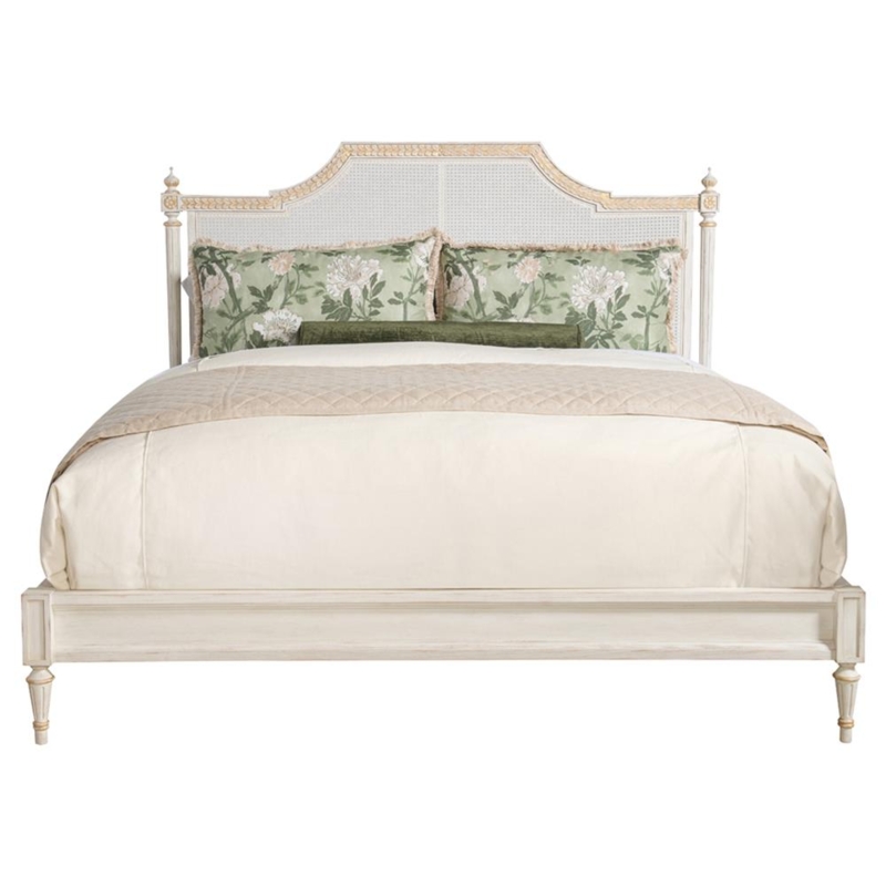 Bed Frame Cane Headboard Whitewashed Finish Whitewashed Cane Bed